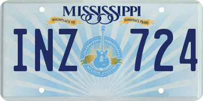 MS license plate INZ724