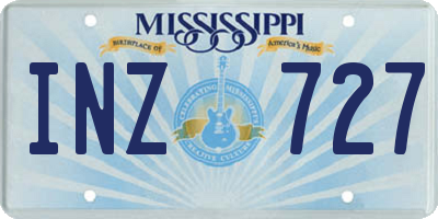 MS license plate INZ727