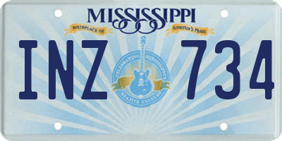 MS license plate INZ734