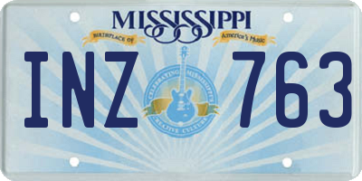 MS license plate INZ763