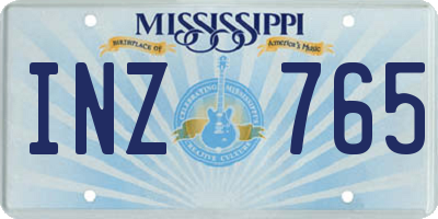 MS license plate INZ765