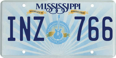 MS license plate INZ766