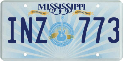 MS license plate INZ773