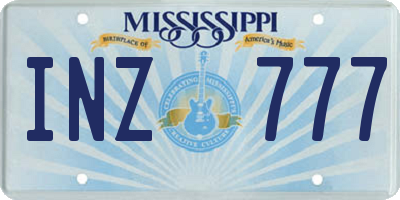 MS license plate INZ777