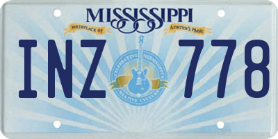 MS license plate INZ778