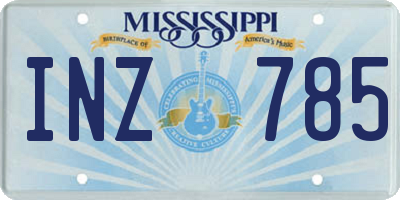 MS license plate INZ785