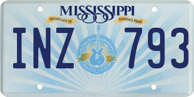 MS license plate INZ793