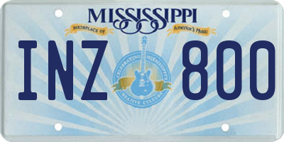 MS license plate INZ800