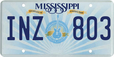 MS license plate INZ803