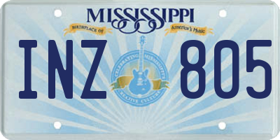 MS license plate INZ805