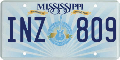 MS license plate INZ809