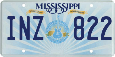 MS license plate INZ822