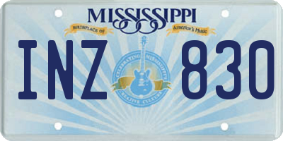 MS license plate INZ830