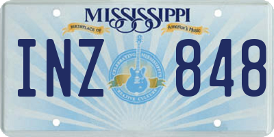 MS license plate INZ848