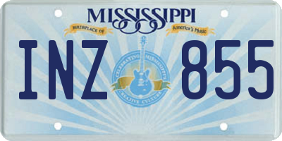 MS license plate INZ855