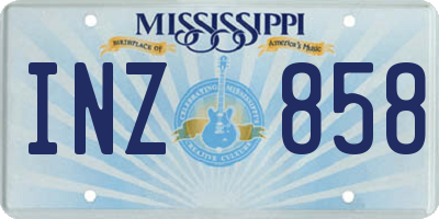 MS license plate INZ858