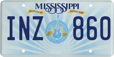 MS license plate INZ860