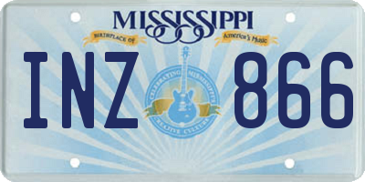 MS license plate INZ866