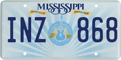 MS license plate INZ868