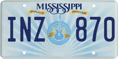 MS license plate INZ870
