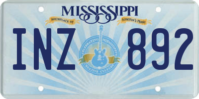MS license plate INZ892
