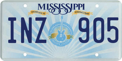 MS license plate INZ905