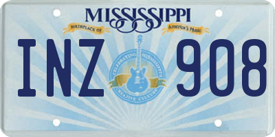 MS license plate INZ908