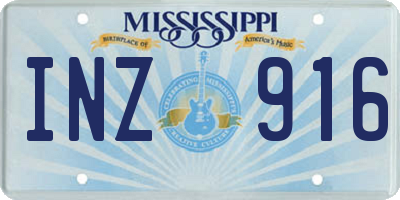 MS license plate INZ916