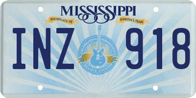MS license plate INZ918