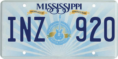 MS license plate INZ920