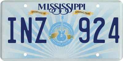 MS license plate INZ924