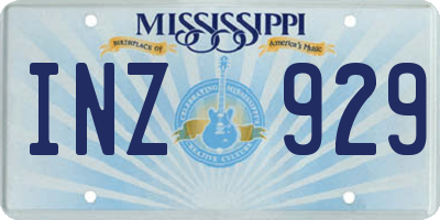 MS license plate INZ929