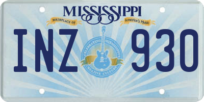 MS license plate INZ930