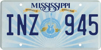 MS license plate INZ945
