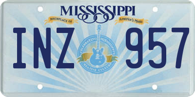 MS license plate INZ957