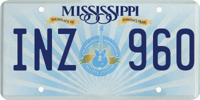 MS license plate INZ960