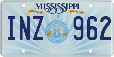 MS license plate INZ962