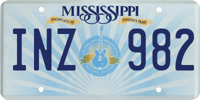 MS license plate INZ982