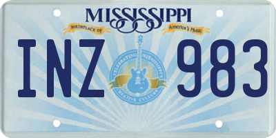 MS license plate INZ983