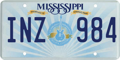 MS license plate INZ984