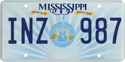 MS license plate INZ987