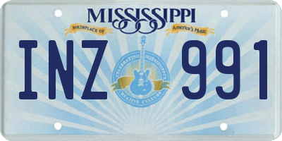 MS license plate INZ991
