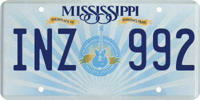 MS license plate INZ992