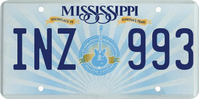 MS license plate INZ993