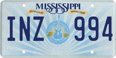 MS license plate INZ994