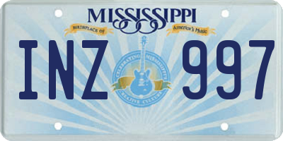 MS license plate INZ997