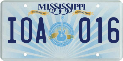 MS license plate IOA016