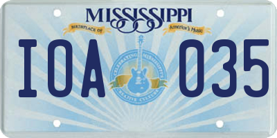 MS license plate IOA035