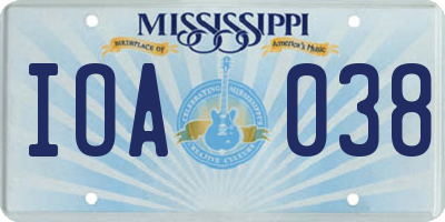 MS license plate IOA038