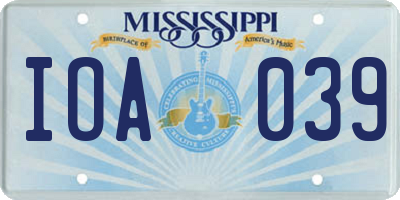 MS license plate IOA039
